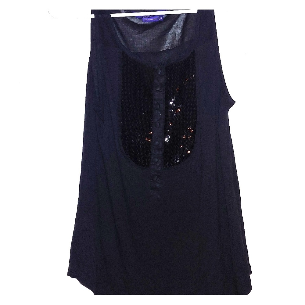 Miley Cyrus Max Azria Tuxedo Sequin/Bib Style Tank Top!